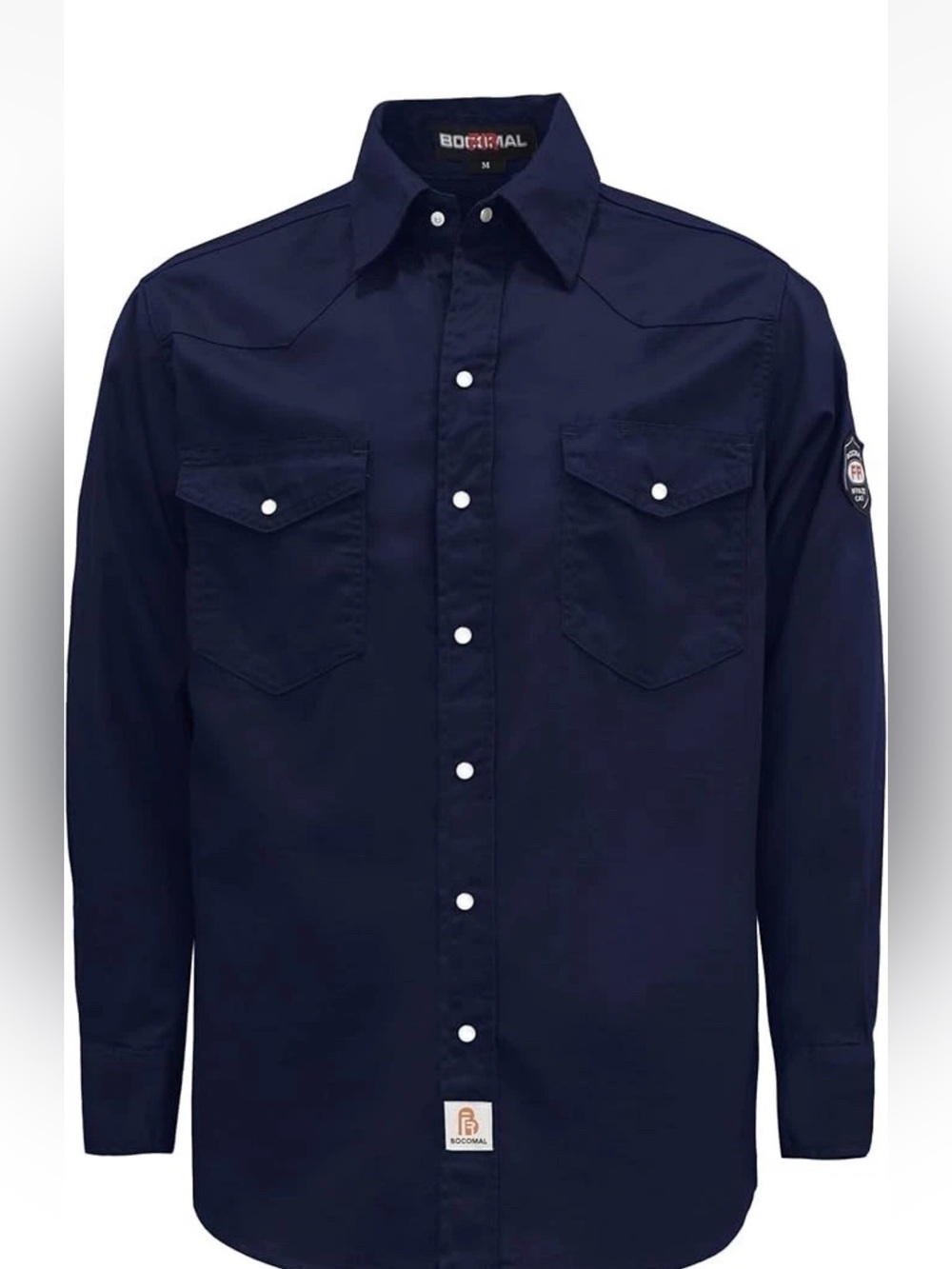 Bocomal FR Mens Lightweight Welding Shirt. Flame Resitant. Medium. Navy Blue NEW
